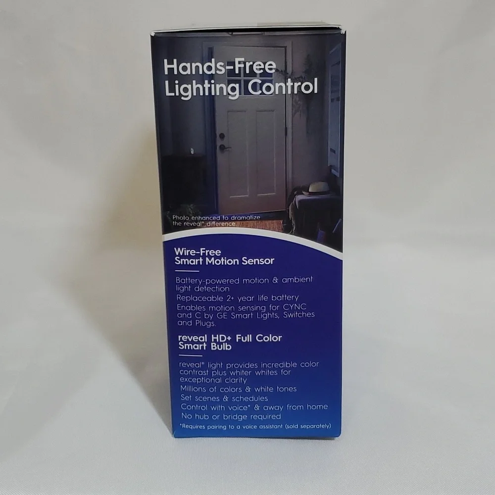 GE CYNC Reveal Smart Full Color Light Bulb w/Smart Wire Free Motion Sensor Bundl